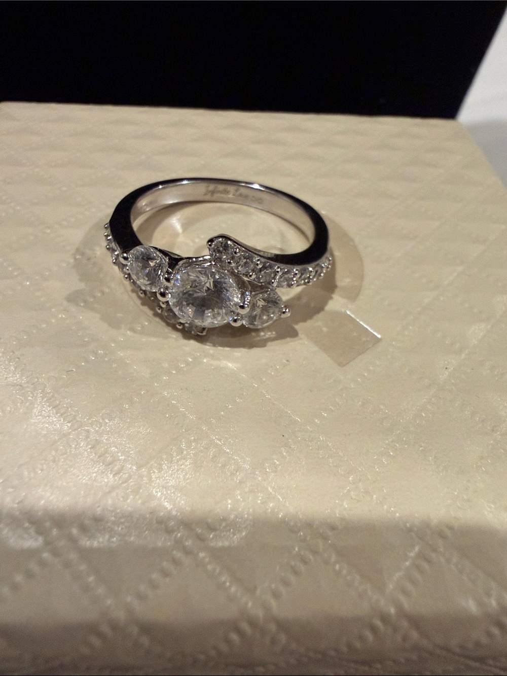 Diamonique Round 2ct Solitaire Ring with Baguette Accent Side Stones - Platinum